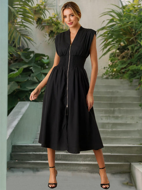 smocked-zip-front-cap-sleeve-dress OhSoStyled - Sophia's Style-16